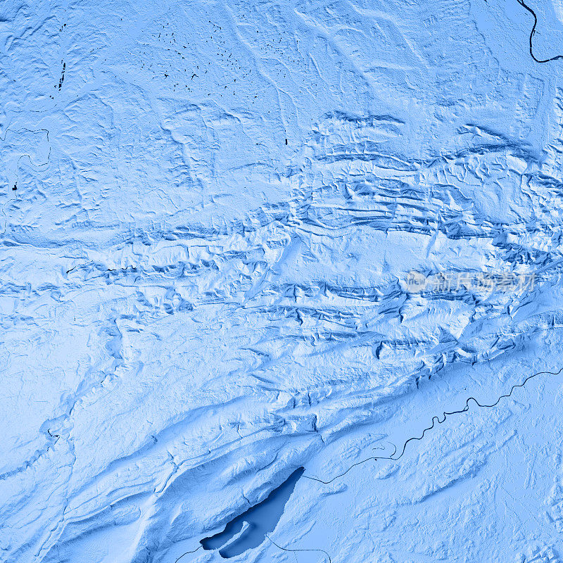 Jura广州瑞士3D渲染地形图蓝色