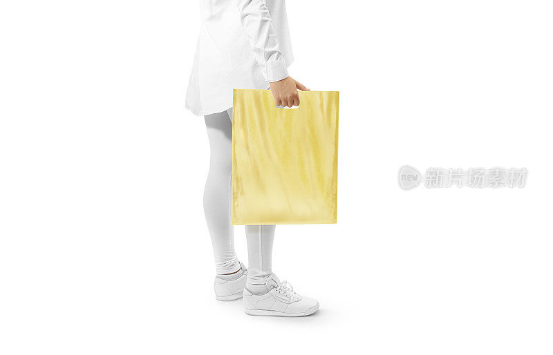 空白黄色塑胶袋模型手