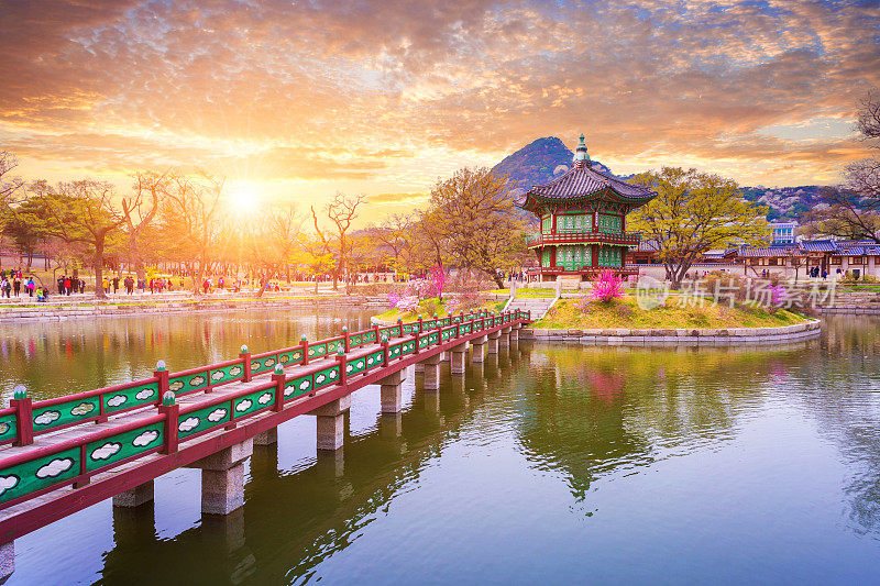韩国庆福宫的春天。