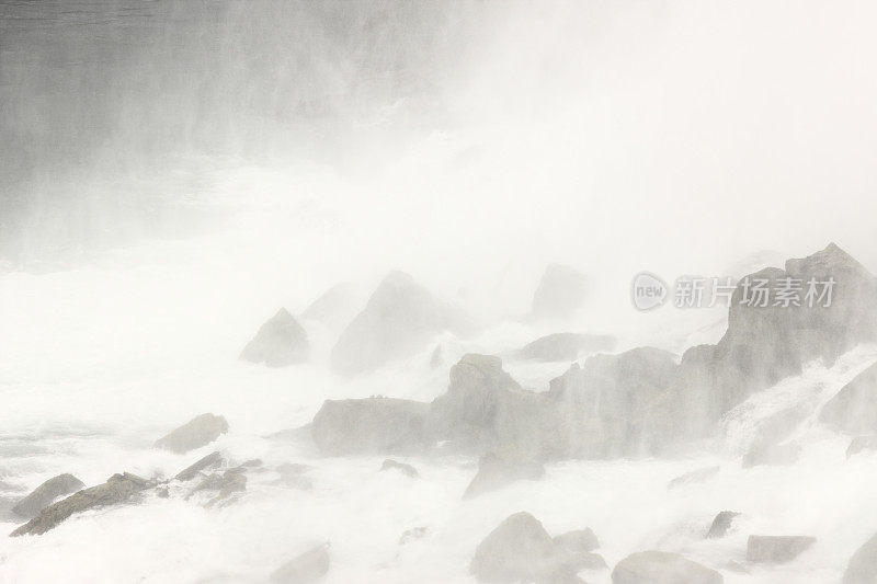 尼亚加拉河岩石瀑布瀑布瀑布雾