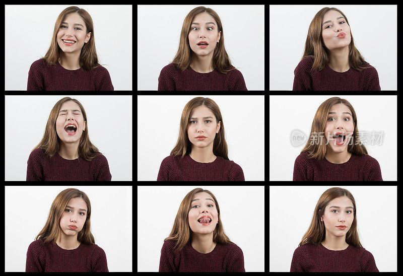 年轻女人有不同的情绪