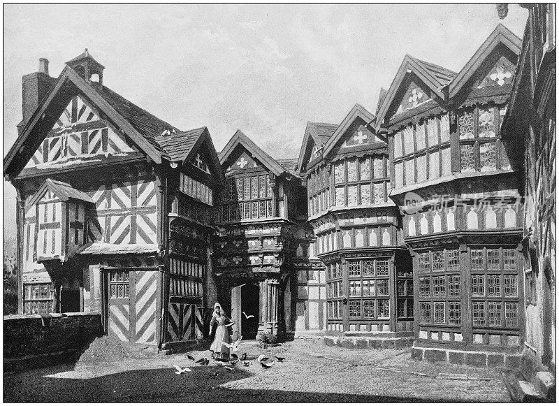 大英帝国的古老照片:古英语住宅:小摩顿，柴郡