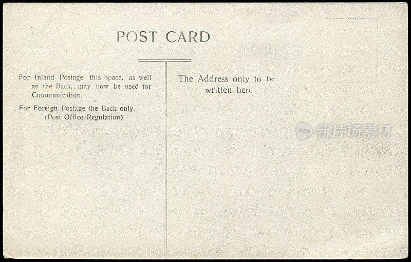 20世纪早期的老式空白英国明信片，对于任何历史明信片通信的使用都是一个非常好的背景。