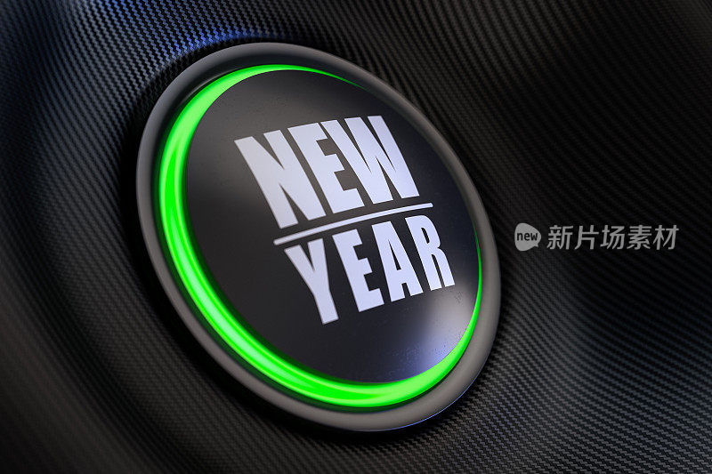 2021年汽车启动按钮仪表盘新年概念