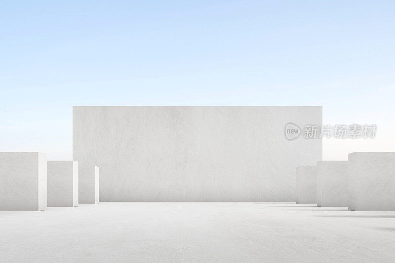抽象具体建筑背景的三维插图。