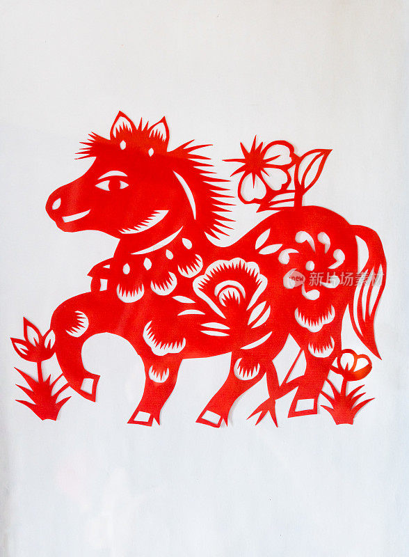 中国传统剪纸，马，中国生肖符号