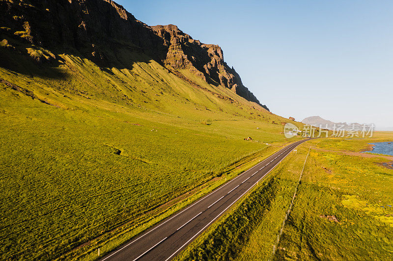 1号路线冰岛乡村公路无人机视角