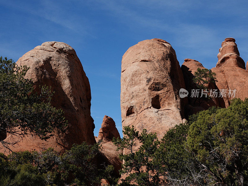 砂岩翼和塔。魔鬼花园，拱门国家公园，犹他州。