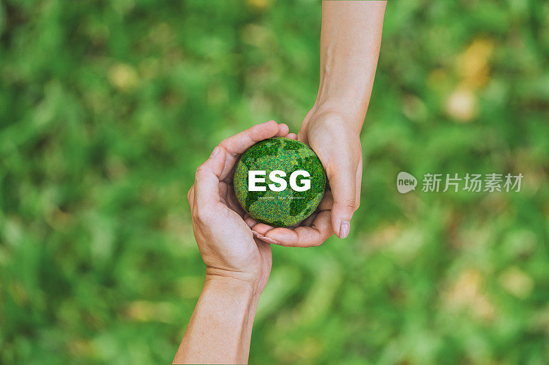 ESG概念，可持续发展目标(SDGs)基于可持续发展和绿色商业的理念与环境图标环境技术的全球通信网络
