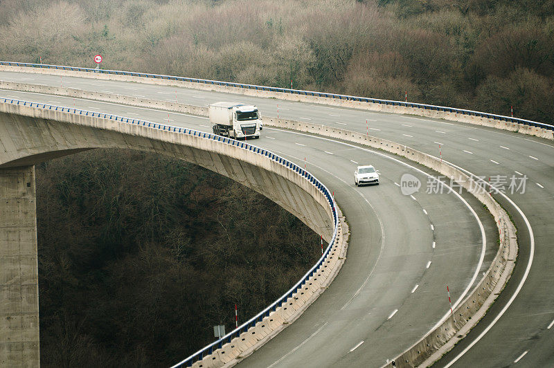 有弯道的两车道高速公路