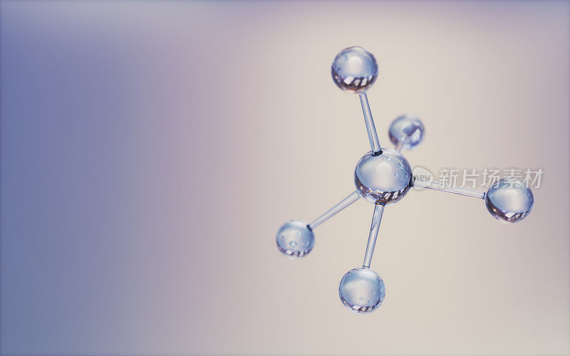 梯度背景下的透明分子，科学与医学概念，景深