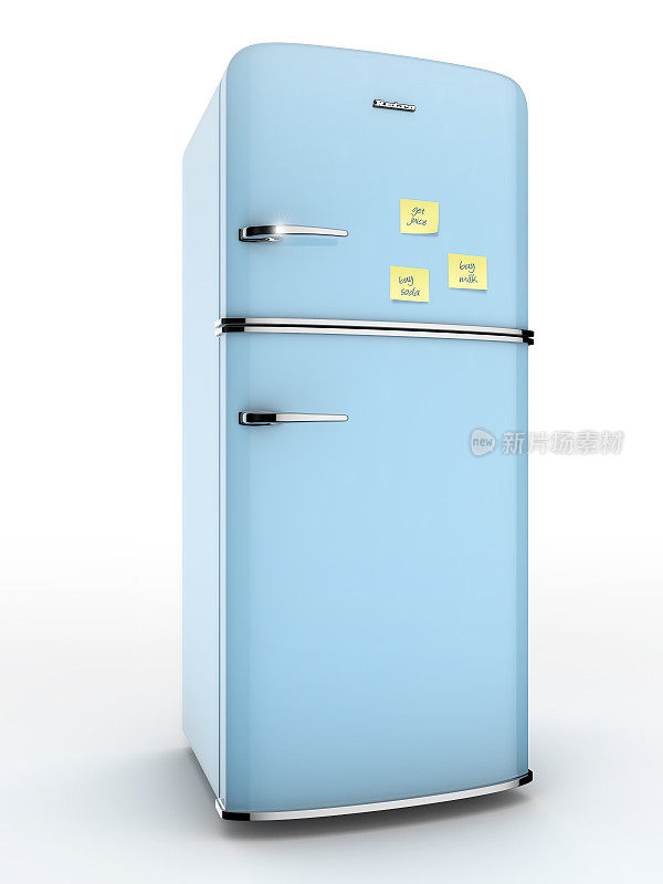 复古的蓝色的冰箱