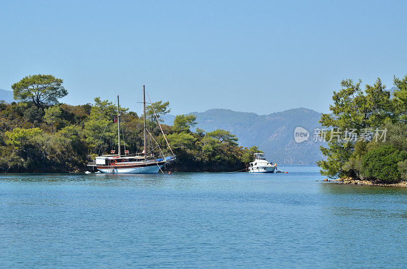 帆船在Gocek,土耳其