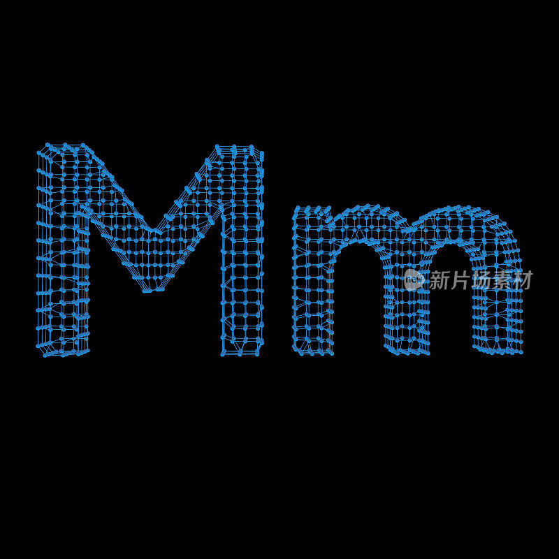 未来的蓝色网格字母M
