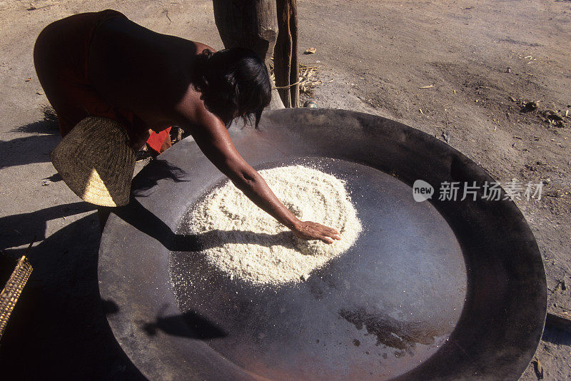 土著妇女准备杯具