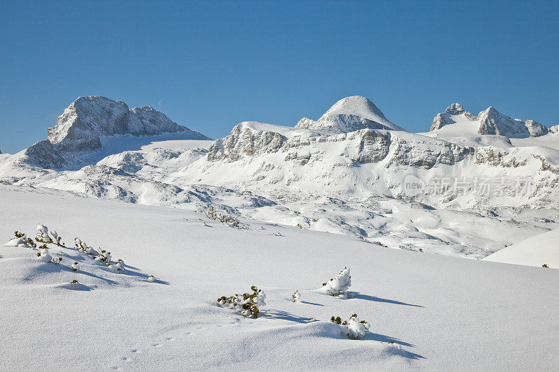 奥地利白雪皑皑的达赫斯坦山脉