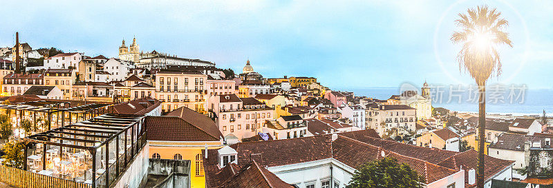 全景图里斯本阿尔法葡萄牙首都太阳耀斑