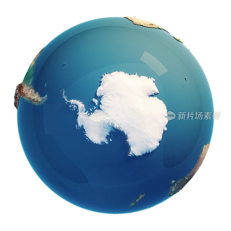 南极3D渲染行星地球