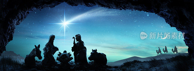 耶稣的诞生-与神圣家庭的场景