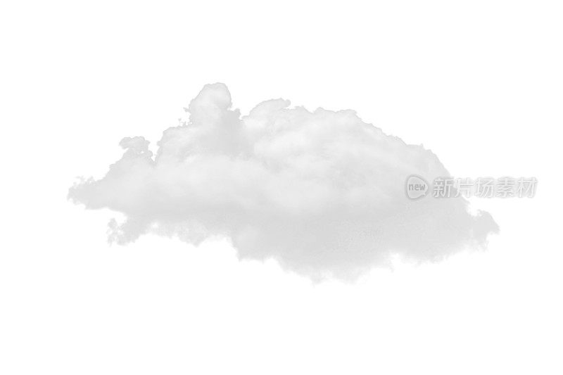 白色背景上的单一自然白云