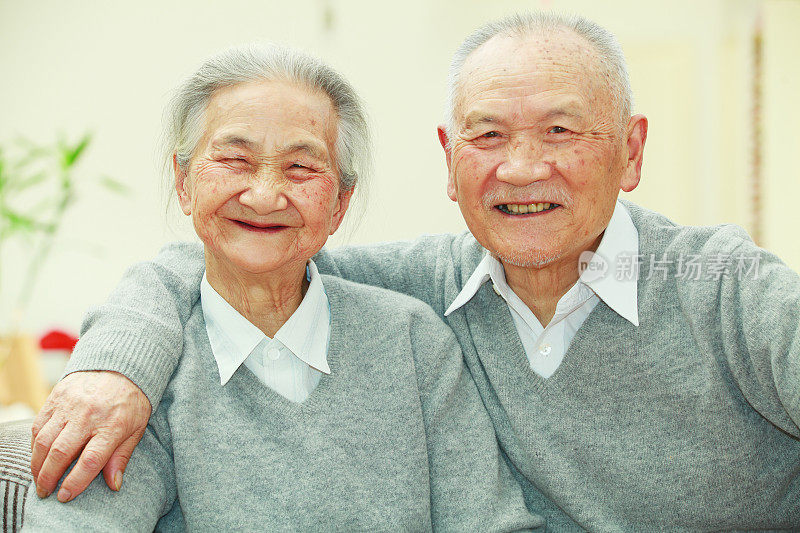 幸福的资深亚洲夫妇在一起的肖像