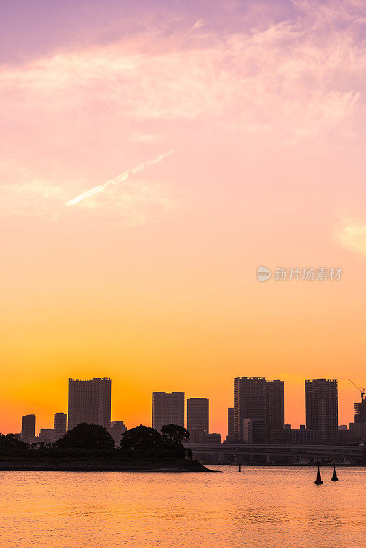 日本东京，虹桥横跨海湾