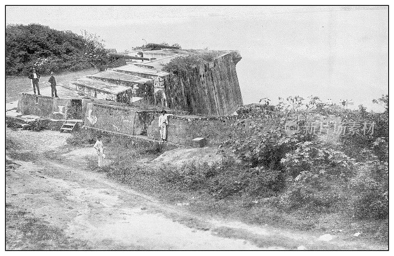 古董黑白照片:波多黎各海盗堡