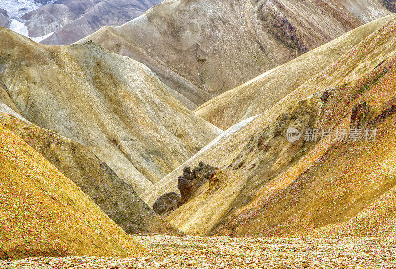 欧洲美丽独特的岛国冰岛的高地上的Landmannalaugar的令人叹为观止的彩色山丘