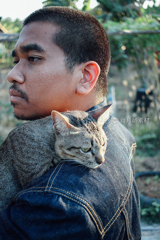 可怕的男人和猫玩