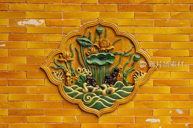 北京紫禁城的城墙雕刻