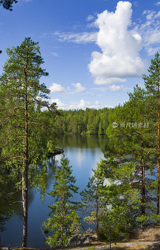 芬兰斯堪的纳维亚的湖景