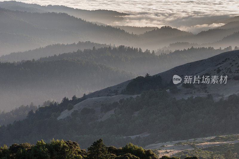 山丘上的雾层