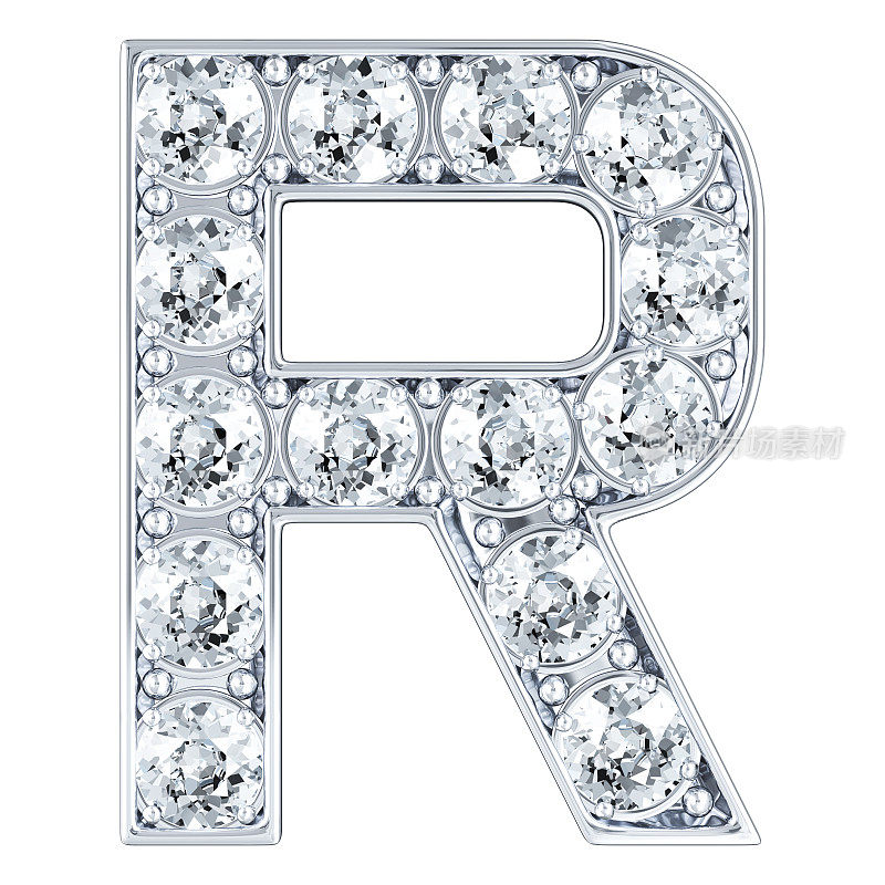 字母R镶钻石