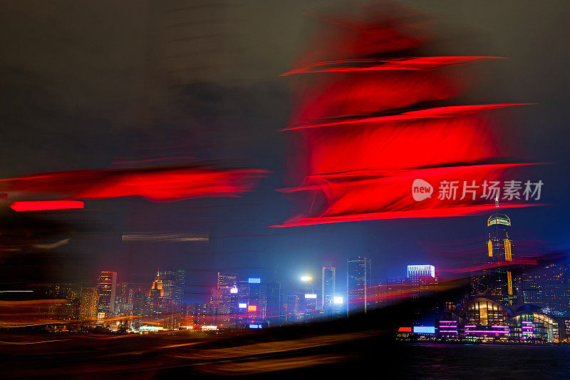 中国香港的红色帆船