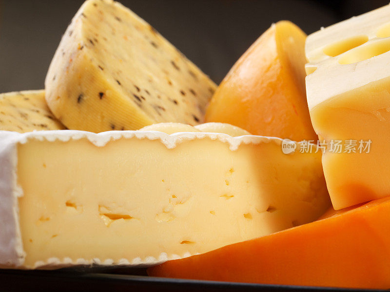 各种奶酪的近距离镜头