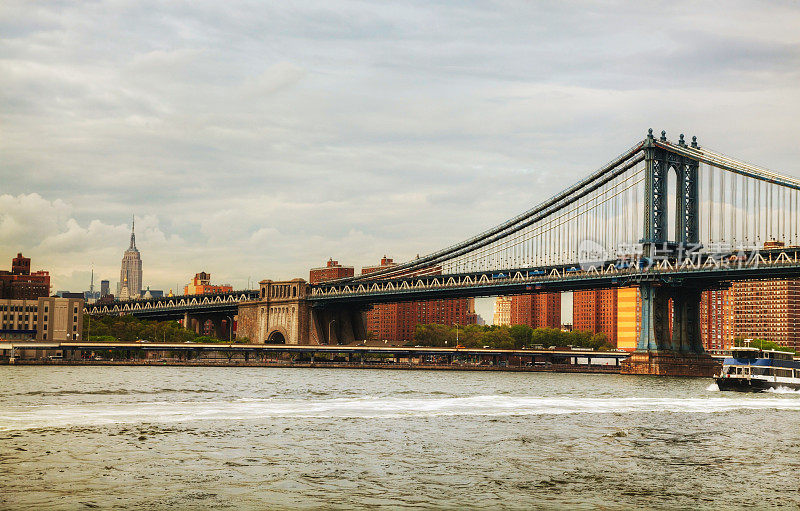 曼哈顿桥的纽约城市景观