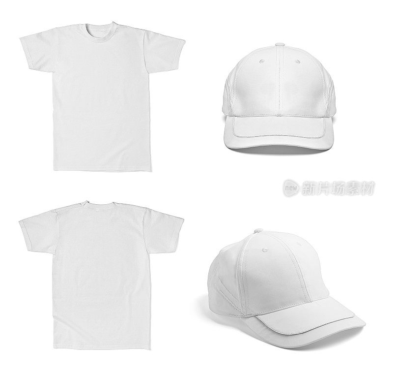 白色t恤模板棒球帽棉时尚