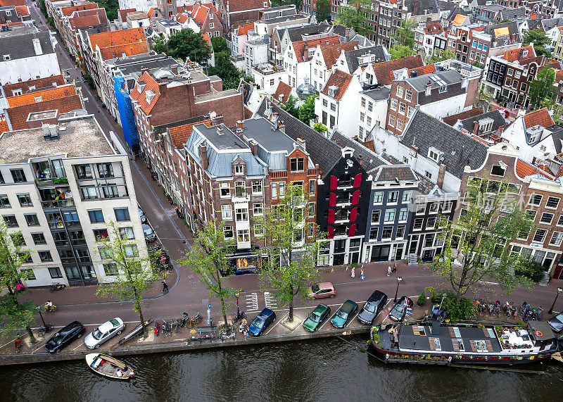 阿姆斯特丹的运河和城市景观