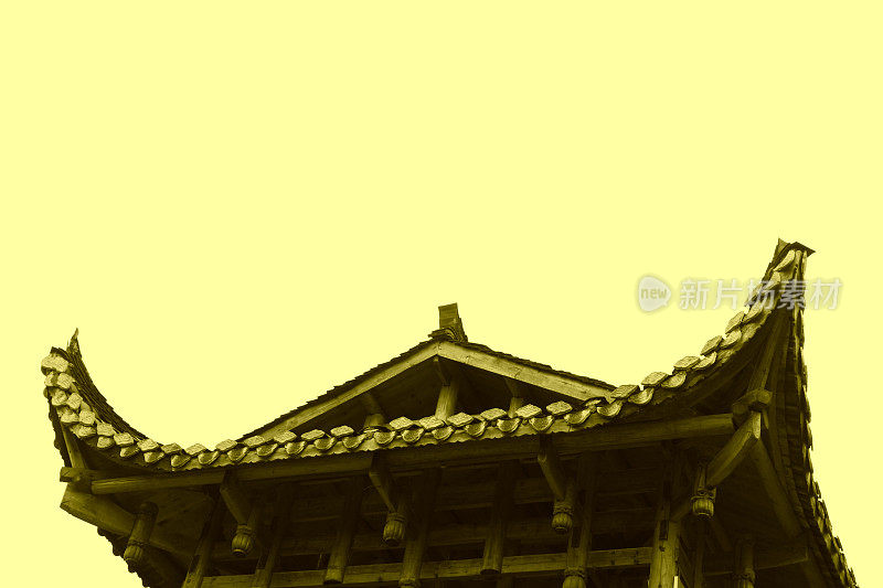 中国湖南张家界风景名胜区的仿古建筑屋檐景观