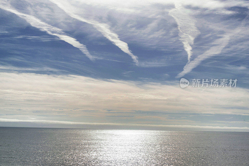 平静的大海和阳光明媚的天空