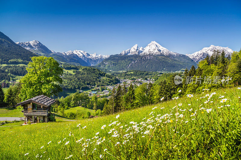 德国贝希特斯加登巴伐利亚阿尔卑斯山田园诗般的风景
