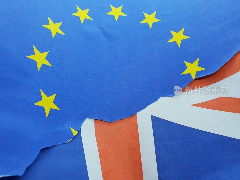 英国国旗、欧盟旗帜和英国退欧