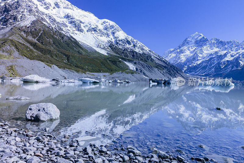 库克山和新西兰奥拉基地区的冰川湖