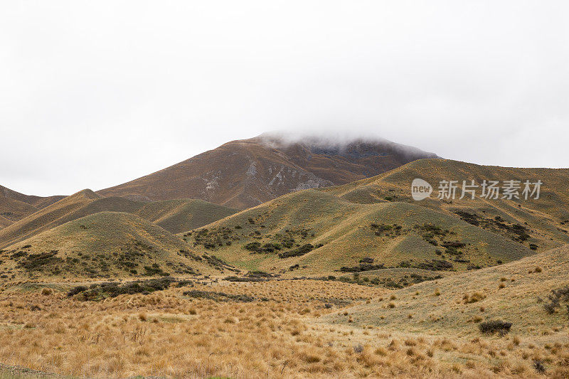 新西兰南岛林迪斯山口干燥干燥的山坡