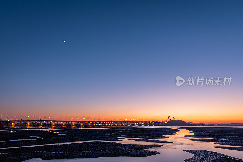 仁川市永宗大桥和美丽的日落