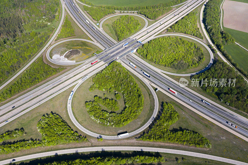 公路交汇处，鸟瞰图