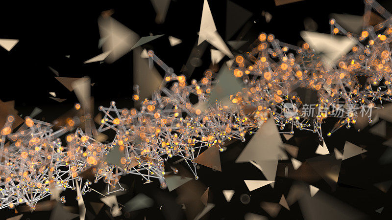 几何抽象背景与连接的线和点，未来数字背景，3d渲染