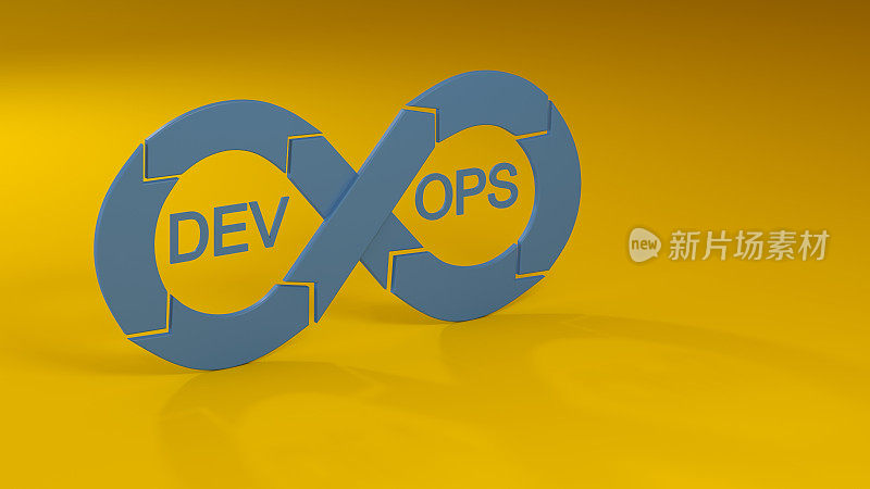 黄色背景上的DevOps概念
