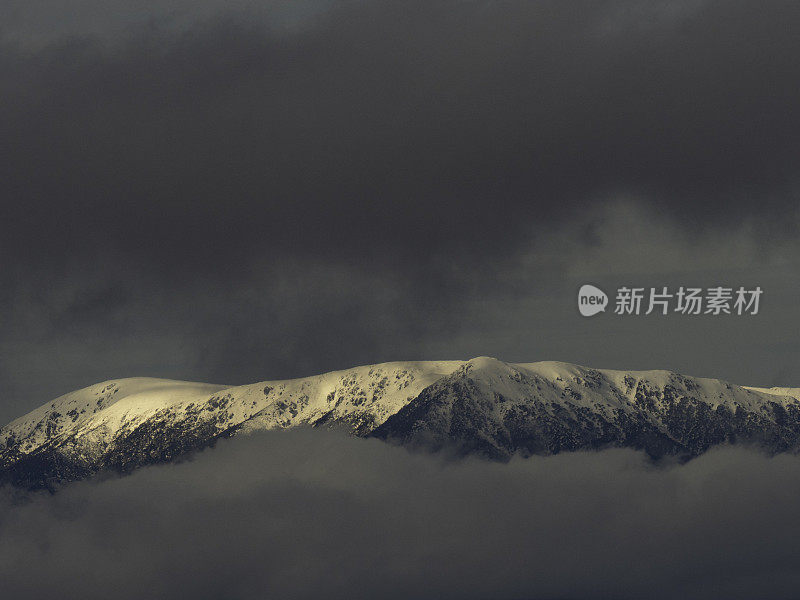 乌云笼罩着雪山