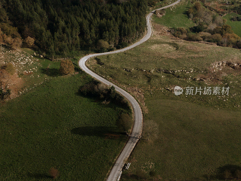 乡村道路的鸟瞰图